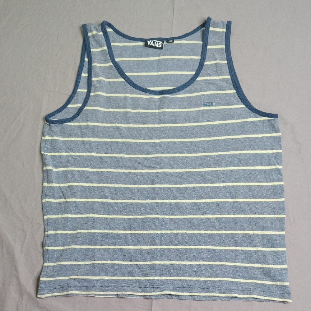 Vans Tank Top Size‎ Large Blue Striped Cotton Shirt